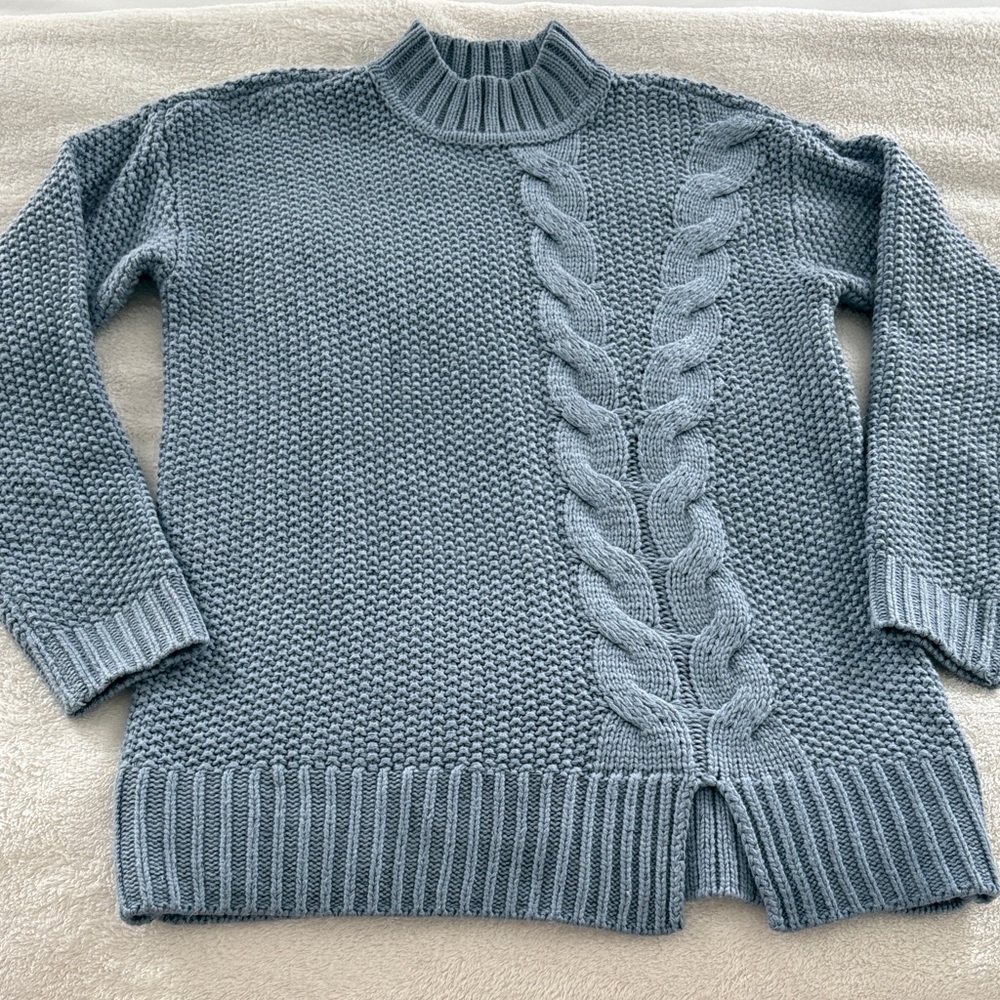 Simply Vera VeraWang Womens Lumpy Blue Cable Knit Pull-Over Sweater Size M